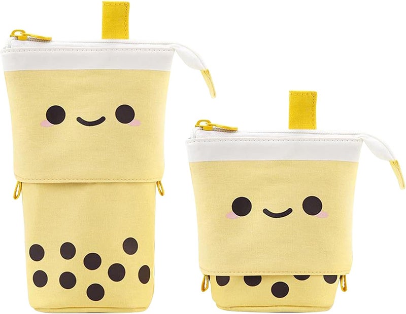 woobles Cute Pencil Case Sliding Unique Telescopic Pencil Bag Milk Tea Shape Retractable Storage Bag Cosmetic Bag 1PC - Image 1